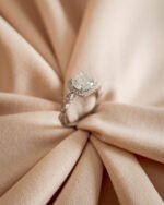 Moissanite Halo Ring – Rhodium-Plated 925 Sterling Silver, 8 mm Stone