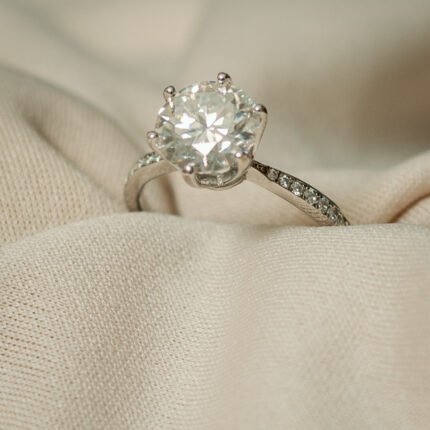 Moissanite Solitaire Ring – Rhodium-Plated 925 Sterling Silver, 9 mm Stone