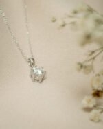 Moissanite Stud Necklace – 925 Sterling Silver, 6.5 mm Stone