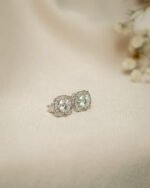 Moissanite Halo Earrings – 925 Sterling Silver, 5 mm Stones