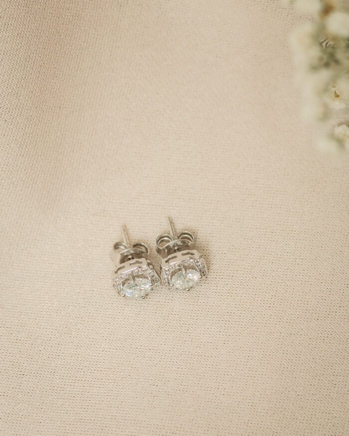 Moissanite Silver Stud Earrings 5mm - Image 4