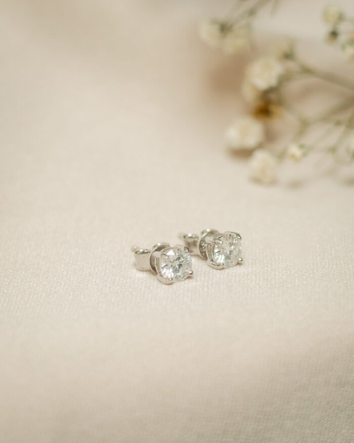 Moissanite Silver Stud Earrings 5mm - Image 1